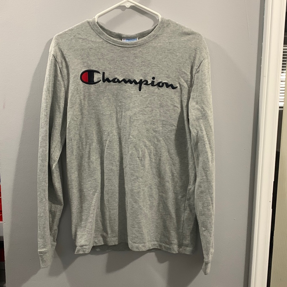 Men’s Champion Light Grey Long Sleeve T-Shirt